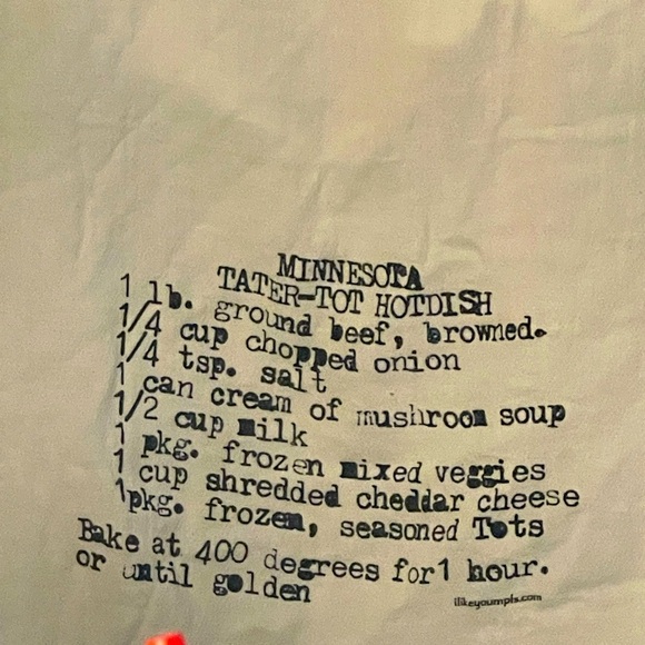 Vintage Minnesota Iconic Tater-Tot Hotdish Recipe Monogrammed Flour Sack Towel - Picture 3 of 9